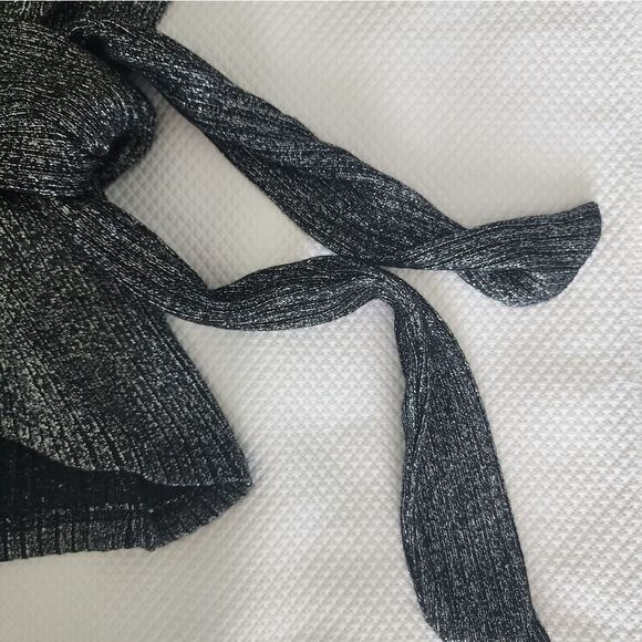 Zara true wrap metallic long sleeve ribbed knit cardigan style blouse - Picture 13 of 16